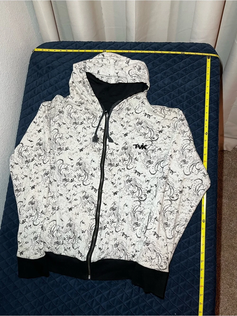 Y2K Tavik White & Black Floral Zip-Up Hoodie